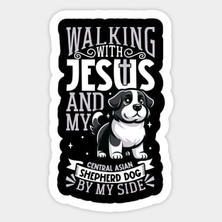 Jesus and dog - Central Asian Shepherd Dog Sticker